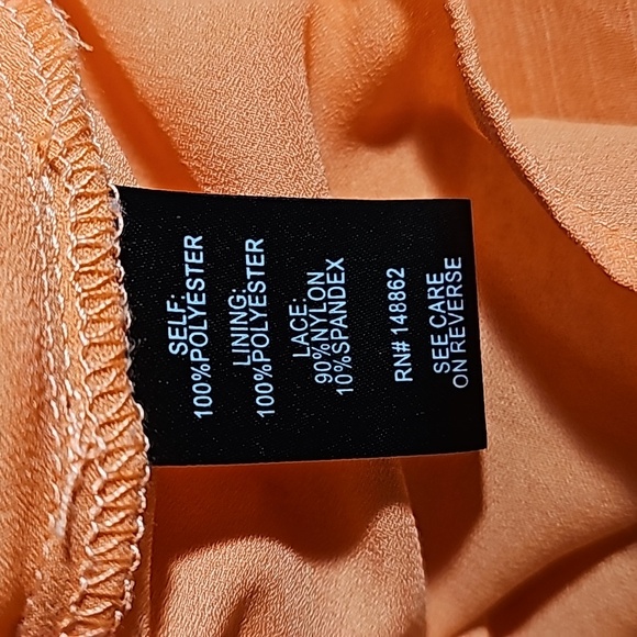 Torrid Tangerine Chiffon look /stretch Lace trim Plus Size 1X Lightweight VGUC * - Picture 13 of 15